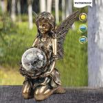 Suyorpe Garden Statues Outdoor Flower Fairy Decor,Solar Powered Outdoor Resin Statues-Patio Lawn Yard Porch, Funny Fairies Ornaments Figurines for Outside Garden Gifts,8.31 Inches Tall