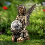 Suyorpe Garden Statues Outdoor Flower Fairy Decor,Solar Powered Outdoor Resin Statues-Patio Lawn Yard Porch, Funny Fairies Ornaments Figurines for Outside Garden Gifts,8.31 Inches Tall