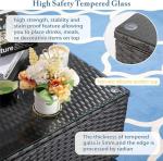 Vongrasig 7 Pieces Patio Furniture Sets, Outdoor All-Weather Wicker Patio Conversation Sets, L-Shaped Rattan Sectional Patio Sofa with Glass Table for Backyard, Beige