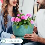 WSMKSZ 12 Inch Large Plant Pots for Indoor or Outdoor Plants, Wide Water Ripples Flower Pots with Drainage Holes & Saucer, Plastic Planters Set for Garden & Home Decor (Blue Green)