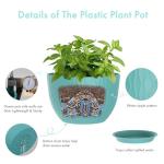 WSMKSZ 12 Inch Large Plant Pots for Indoor or Outdoor Plants, Wide Water Ripples Flower Pots with Drainage Holes & Saucer, Plastic Planters Set for Garden & Home Decor (Blue Green)