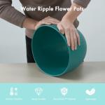 WSMKSZ 12 Inch Large Plant Pots for Indoor or Outdoor Plants, Wide Water Ripples Flower Pots with Drainage Holes & Saucer, Plastic Planters Set for Garden & Home Decor (Blue Green)