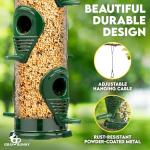 Gray Bunny Metal Bird Feeders for Outdoors Hanging, 6-Port Metal Bird Feeder Tube, Durable, Chew-Proof and Rust-Proof, 16 Inches