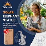 GIGALUMI Solar Garden Decor Upgraded Elephant Statues Outdoor, Birthday Gifts for Women Mom Grandma Senior Elder, Elephant Ornament for Balcony, Garden, Patio, Yard, Lawn (Twinkling Lights Only)