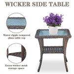 Belord Patio Wicker Chairs Swivel Rocker - Outdoor Swivel Rocking Chairs Set of 2 with Rattan Side Table, Patio Swivel Glider Chair 3 Piece Patio Furniture Sets for Deck Porch Pool Brown/Blue