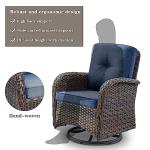 Belord Patio Wicker Chairs Swivel Rocker - Outdoor Swivel Rocking Chairs Set of 2 with Rattan Side Table, Patio Swivel Glider Chair 3 Piece Patio Furniture Sets for Deck Porch Pool Brown/Blue