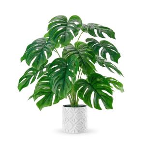 Der Rose Artificial Plants Indoor Large 28'' Fake Monstera Faux Potted Plants Indoor Tall for Home Farmhouse Bedroom Living Room Decor