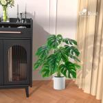 Der Rose Artificial Plants Indoor Large 28'' Fake Monstera Faux Potted Plants Indoor Tall for Home Farmhouse Bedroom Living Room Decor