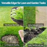 CKLT Edger Lawn Tool 41in Border Edger with Tempered Spring Steel Blade Long Rubber Handle Wide Footplate Rustproof Manganese Steel Half Moon Edger for Garden Maintenance