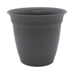 The HC Companies Eclipse Round Planter with Saucer - Outdoor & Indoor Plant Pot with Drainage Holes - Lightweight, UV-Resistant Plastic Pots for Plants, Flowers & Herbs (8" Warm Gray, Pack of 1)