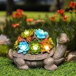 GIGALUMI Solar Garden Statues Turtle Figurine Lights for Outside, Yard Decorations Outdoor, Garden Decor Unique Birthday Housewarming Gifts for Mom, Women for Mothers Day