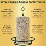 Cylinder Bird Feeder Holder - Feeders for Outdoors Hanging - Holds Bird Seed Cylinders with Hole, Logs, & Birdseed Cakes up to 6" Diameter - Includes O-Ring & Locking S Hook - Cylinder Sold Separately