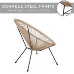 Best Choice Products 3-Piece Outdoor Acapulco All-Weather Patio Conversation Bistro Set w/Plastic Rope, Glass Top Table and 2 Chairs - Natural