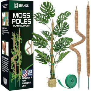 2 Pack 28'' Bendable Moss Pole Monstera Plant Support for Climbing Indoor Plants - Stakes for Potted Climbers - Tall Sticks Indoor Trellis for Houseplants - Accessories for Monstera Pot