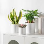 vancasso Ceramic Plant Pots, 4.25+5.25+6.25 Inch Planter Pot with Drainage Hole, Flower Pots for Indoor Outdoor Plants, Set of 3, White