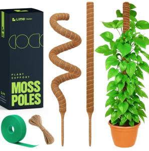 Craft911 Moss Pole Monstera Plant Support – 2 Pack 28” Bendable Moss Pole Monstera Plant Support, Plant Stakes for Indoor Plants, Tall Plant Sticks Support for Climbing Plants