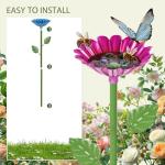 Asaleilipa Bee Watering Station, 4 Pack Metal Bee Bath for Garden, Bee Feeder for Thirsty Pollinators with 20 Glass Marbles, Butterfly Feeder Yard Decor, Outdoor Colorful Flower Design