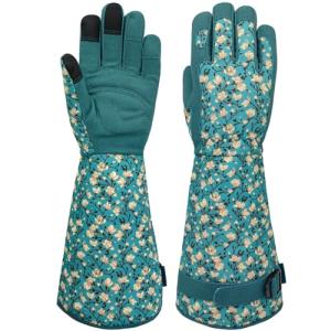 SAVJOB Gardening Garden Gloves for Men Women,Thorn Proof Rose Yard Work Glove with Touchscreen,Gifts,Lake-blue,Small