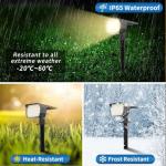 WENATY Solar Spot Lights Outdoor Waterproof IP65, 12 Pack Landscape Spotlights with 46 LEDs, 3 Modes Auto On/Off Solar Powered Flood Lights for Outside Pathway, Yard, Garden, Walkway (Warm White)