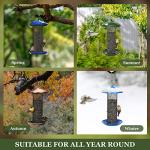 Kingsyard Mesh Tube Bird Feeders for Outdoors Hanging, All Metal, Wild Bird Feeder for Sunflower Seeds or Mealworm, Large Tray & Weatherproof Roof, 2.5 lbs Capacity (Antique Copper)