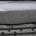 Outsunny 4-Piece Outdoor Rattan Furniture Set, Round Convertible Patio Daybed or Sunbed, Sectional Sofa with Canopy, Pillows, Cushions, Footrest, Table, PE Plastic Wicker, Gray