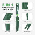 Owlett Hand Weed Puller Tool, 5-in-1 Multipurpose Garden Trowel with Soft Handle, Weeding Tool with Serrated Edges Measuring Scale for Easy Weeder Removal, Planting, Transplanting, Digging, Cutting
