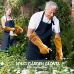 KDK Long Cowhide Gardening Gloves for Women Men, Thorn Proof Garden Gloves for Rose Pruning, Cactus Heavy Duty Gauntlet (M)
