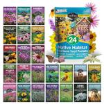 Native Plant Seeds 24 Variety Pack – Perennial & Annual North American Wildflowers, Grasses & Keystone Species for Planting Pollinator Gardens – Non-GMO Heirloom – Survival Garden Seeds