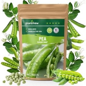 PLANTMEW Sugar Snap Pea Seeds for Planting - Heirloom, Non-GMO, Open Pollinated - Sweet & Crunchy Edible Pods for Fresh Eating - Easy Grow Vertical Vine for Containers, Trellis & Home Garden