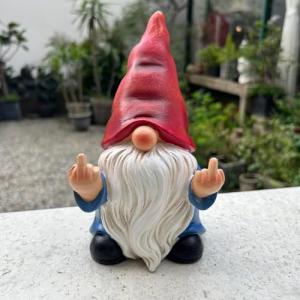 Generic Middle Finger Gnome Statue 7.8in， Naughty Garden Gnome Statue Decoration and Lawn Ornament - Funny Garden Gnomes for Outdoor or Home Decor, Red, WSH004