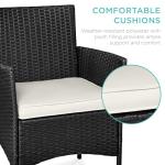 Best Choice Products 3-Piece Outdoor Wicker Conversation Bistro Set, Space Saving Patio Furniture for Garden w/Side Table - Black/White Sand