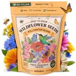 Seedboy Wildflowers for Pollinators Seed Mix – 8 oz Bulk Wildflower Seeds - 160,000+ Non-GMO Annual and Perennial Seeds for Bees Butterflies Hummingbirds – 47 Varieties Wild Flowers for Planting (8oz)