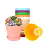 Bluckincle 4.7 Inch Plant Pots Indoor Outdoor, 8 Pack Colorful Plant Flower Pots with Drainage Holes and Saucers Plastic Planters Nursery Pots for Garden Plants Flowers Succulents