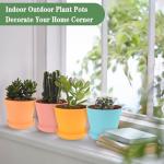 Bluckincle 4.7 Inch Plant Pots Indoor Outdoor, 8 Pack Colorful Plant Flower Pots with Drainage Holes and Saucers Plastic Planters Nursery Pots for Garden Plants Flowers Succulents