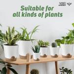YNNICO Indoor Self Watering Planters with Drainage Holes and Saucers, 8, 7, 6.5, 6, 5.5, 5 Inches, White, 6 Pots