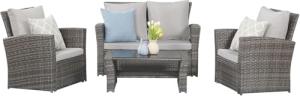 Wisteria Lane Grey Rattan Outdoor Sofa Set