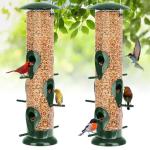 FEED GARDEN Metal Tube Bird Feeders for Outdoors Hanging, 6-Port Bird Feeder for Outside, Finch Feeders for Outside, Squirrel Proof Bird Feeders with Heavy Duty Metal Lid, Chew-Proof, 13 Inch Green