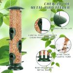 FEED GARDEN Metal Tube Bird Feeders for Outdoors Hanging, 6-Port Bird Feeder for Outside, Finch Feeders for Outside, Squirrel Proof Bird Feeders with Heavy Duty Metal Lid, Chew-Proof, 13 Inch Green