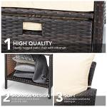 LEVELEVE Balcony Furniture 5 Piece Patio Conversation Set, PE Wicker Rattan Outdoor Lounge Chairs with Soft Cushions 2 Ottoman&Glass Table for Porch, Lawn-Brown Wicker