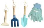 Gardening Set, Tool Kit, for Kids, STEM, Includes Tote Bag, Spade, Watering Can, Rake, Fork, Trowel and Gloves (Ocean Blue)