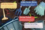 Gardening Set, Tool Kit, for Kids, STEM, Includes Tote Bag, Spade, Watering Can, Rake, Fork, Trowel and Gloves (Ocean Blue)