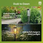 Philips 8 Packs Solar Pathway Lights Outdoor, Glass Metal Led Garden Landscape Lightings, 3000K Warm White, Waterproof for Decor Yard, Walkway, Patio, Driveway, Lawn