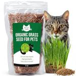 The Cat Ladies 100% Organic Cat Grass Seeds - Cat Grass for Indoor Cats - (Non GMO) 8 oz