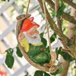 TERESA'S COLLECTIONS Green Garden Gnome Statues for Garden Decor, Resin Hanging Decorations for Outdoor, Tree Ornaments Figurines for Outside Gifts for Mom Women and Man