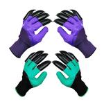 DCCPAA Garden Gloves with Claws 2 Pairs（Two Hands with Claws for Digging, Planting, Weeding, Seeding-Waterproof, Best Gardening Gifts for Men and Women-Purple+Green