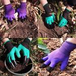 DCCPAA Garden Gloves with Claws 2 Pairs（Two Hands with Claws for Digging, Planting, Weeding, Seeding-Waterproof, Best Gardening Gifts for Men and Women-Purple+Green
