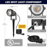 L LOHAS LED 5W Dusk to Dawn Outdoor Lighting, Auto On/Off 3000K Landscape Outdoor Spotlight, IP66 Waterproof Plug in Spot Lights for Yard, Garden, House, Pathway, Plant, UL Listed (2 Pack)