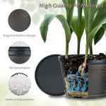 Quarut 4 Pack 6 Inch Flower Pots for Outdoor Indoor, Plastic Plant Pots with Drainage Hole & Saucer, Lightweight Small Flower Pot, Circle Pattern Planters for Garden House planters（Black Copper）