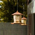 Yieach Hanging Bird Feeder for Outdoors,Large Hopper Squirrel Proof Birdfeeder for Cedar,Red,Cardinal,Blue Jay and Wild Birds,Easy to Feel Birdhouse & Bird Seed Feeder & Gazebo for Outside,Tree,Brown