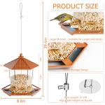 Yieach Hanging Bird Feeder for Outdoors,Large Hopper Squirrel Proof Birdfeeder for Cedar,Red,Cardinal,Blue Jay and Wild Birds,Easy to Feel Birdhouse & Bird Seed Feeder & Gazebo for Outside,Tree,Brown